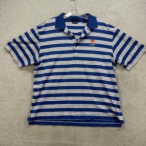 Kiawah Island Divots Polo Shirt Mens Large Blue White Striped Golf Active Ocean